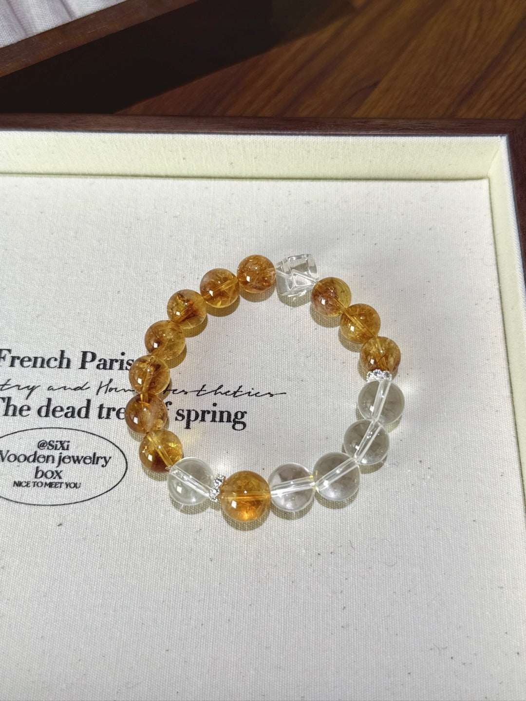 ▫️▪️ Yellow tower crystal white crystal sugar cube bracelet